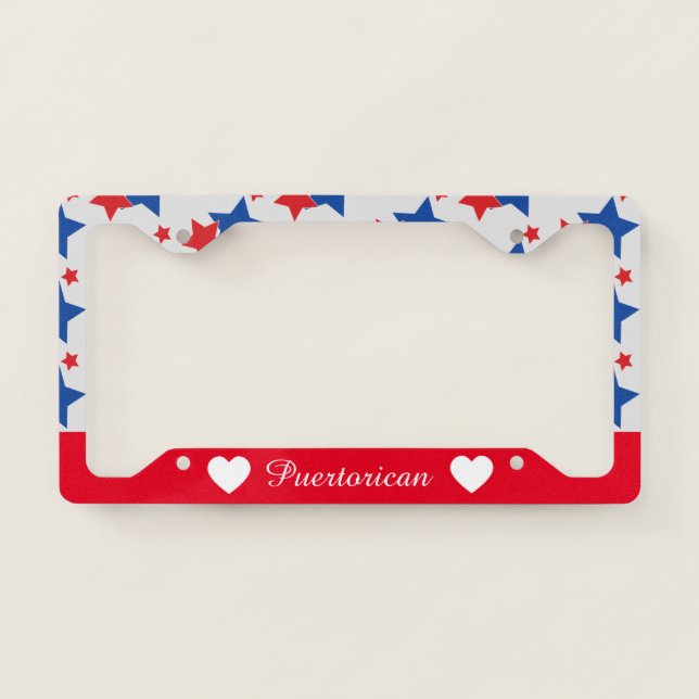 Boricua Puertorican Stars License Plate Frame (Front)