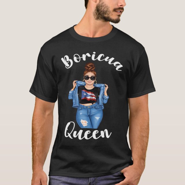Boricua Queen Puerto Rican Women Cool Latin Pride  T-Shirt (Front)