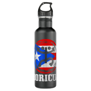Boricua Taino Coqui Symbol Puerto Rico Flag Pride Stainless Steel Water Bottle
