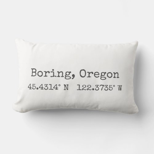 Boring Oregon Map Coordinates Lumbar Pillow