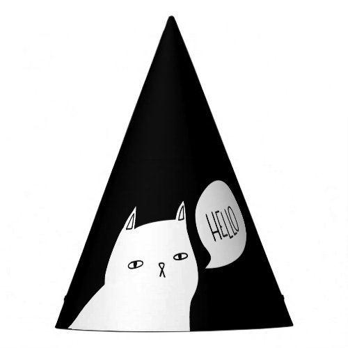 Boring Party Hat Cat Funny Kitty saying Hello