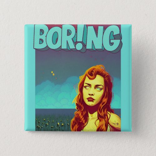Boring pop art redhead woman  postcard button