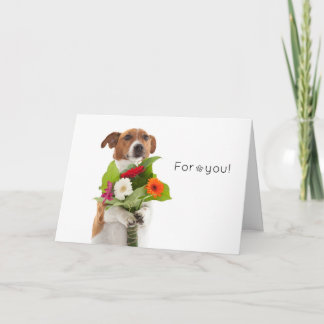 Boris - Jack Russell Terrier - Flowers for you! Card