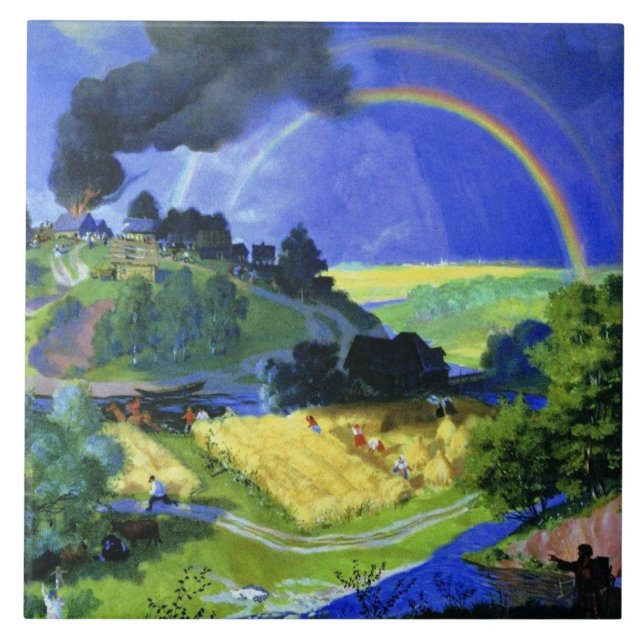 Boris Kustodiev artwork, After the Storm, Ceramic Tile (Front)