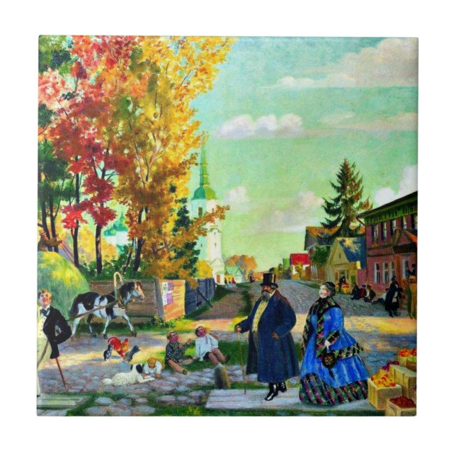 Boris Kustodiev: Autumn Festivities painting Ceramic Tile (Front)