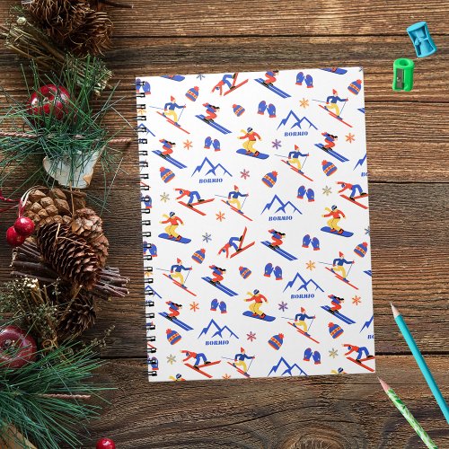 Bormio Italy Ski Snowboard Pattern Notebook