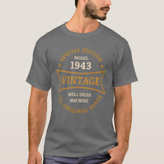 Born 1943 Vintage 80 Year Old 80th Birthday Gifts T-Shirt