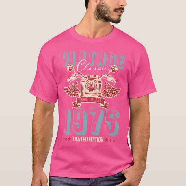 Born 1975 46 Birthday Motorbike T-Shirt (Front)