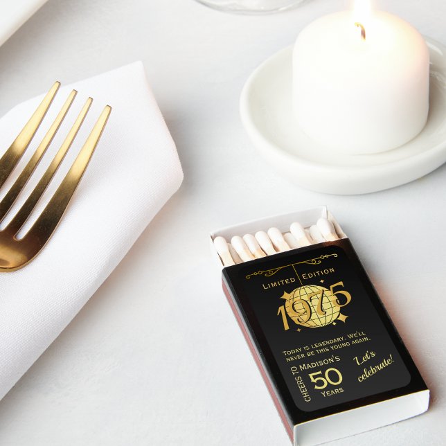 Born 1975 50th birthday party elegant  matchboxes (Creator Uploaded)