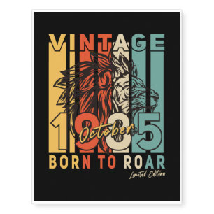 Born 1985 October Retro Lion Temporary Tattoos