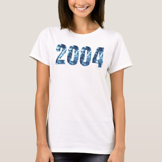 Born 2004 Birthday Party Retro Blue White Tie Dye T-Shirt (Front)