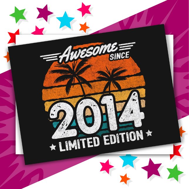 Born 2014 Limited Edition Retro Awesome Since 2014 Postcard (Creator Uploaded)