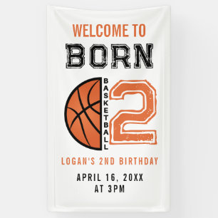 Born 2 Ball Basketball 2nd Birthday Party Banner