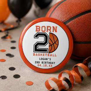 Born 2 Ball Basketball 2nd Birthday Party Button