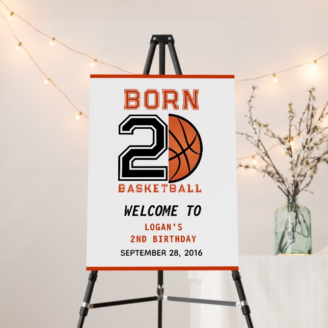 Born 2 Ball Basketball 2nd Birthday Party Foam Board (In Situ (Stand))