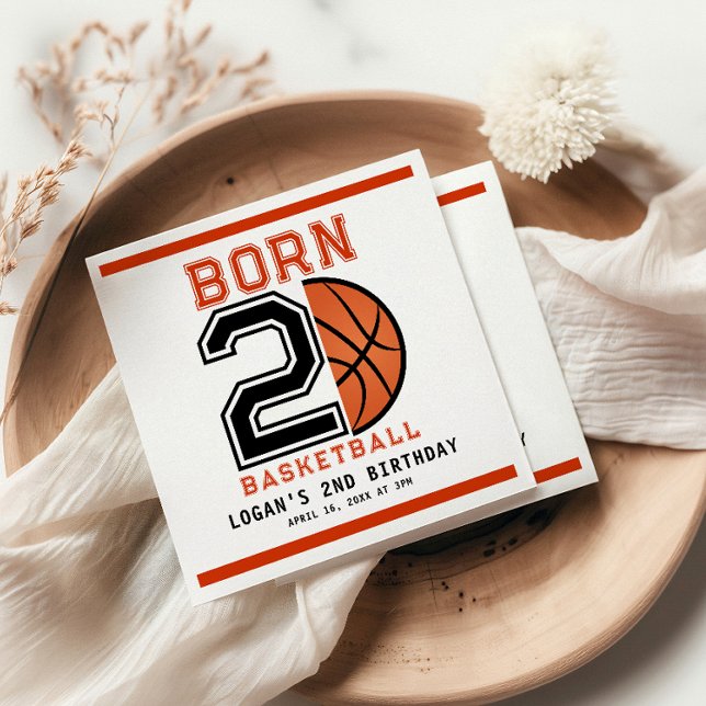  Born 2 Ball Basketball 2nd Birthday Party Napkins (Creator Uploaded)