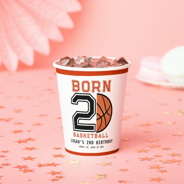  Born 2 Ball Basketball 2nd Birthday Party Paper Cups (Insitu)