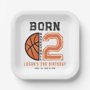 Born 2 Ball Basketball 2nd Birthday Party Paper Plates