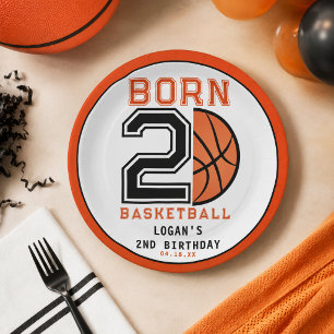 Born 2 Ball Basketball 2nd Birthday Party Paper Plates