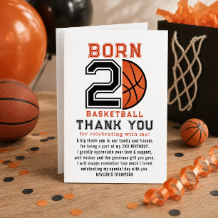 Born 2 Ball Basketball 2nd Birthday Party Thank You Card