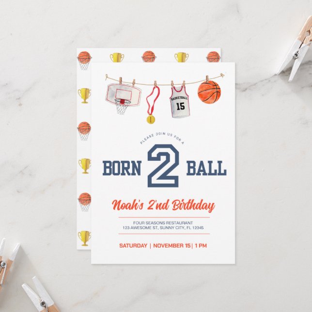 Born 2 ball invitation (Front/Back In Situ)