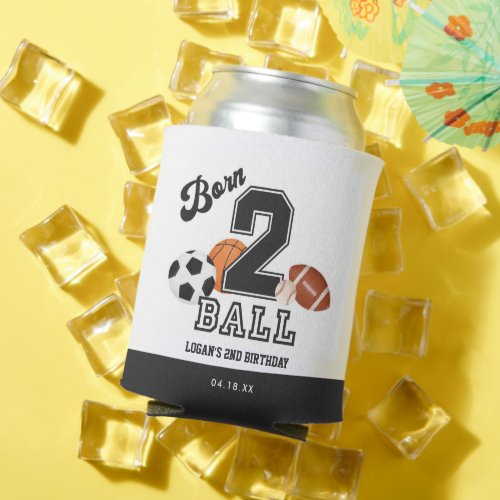 Born 2 Ball Sport Theme Boy Second Birthday Favors Can Cooler