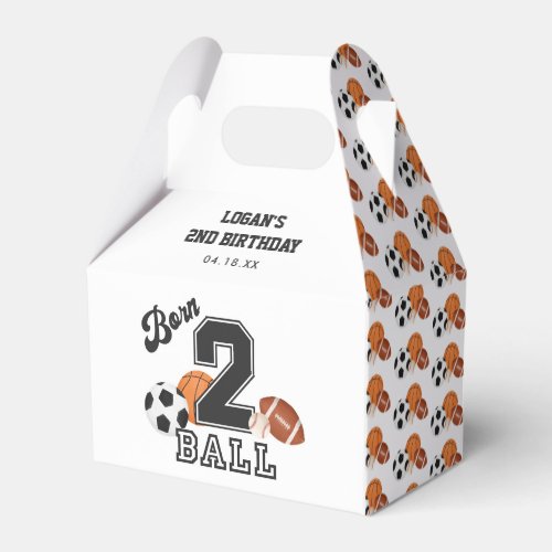 Born 2 Ball Sport Theme Boy Second Birthday Party Favor Boxes
