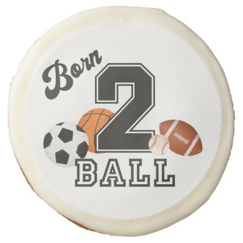 Born 2 Ball Sport Theme Boy Second Birthday Party Sugar Cookie