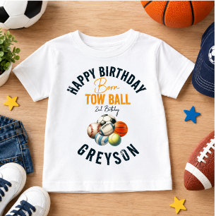 Born 2 Ball Sport Themed Boy 2nd Birthday Party Baby T-Shirt