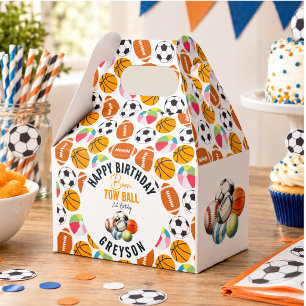 Born 2 Ball Sport Themed Boy 2nd Birthday Party Favor Boxes