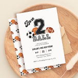 Born 2 Ball Sport Themed Boy 2nd Birthday Party Invitation<br><div class="desc">Born 2 Ball Sport Themed Boy 2nd Birthday Party Invitations</div>