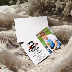 Born 2 Ball   Sport Themed Boy's 2nd Birthday  Invitation