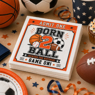 Born 2 Ball Sports Boy 2nd Birthday party Napkins