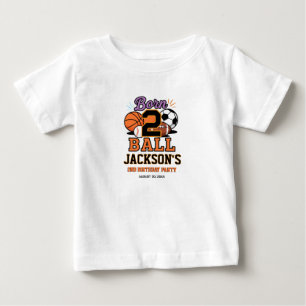 Born 2 Ball Sports-Themed Boy 2nd Birthday Party Baby T-Shirt