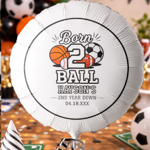 Born 2 Ball Sports Themed Boy 2nd Birthday Party Balloon