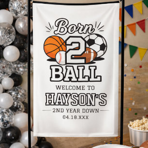 Born 2 Ball Sports Themed Boy 2nd Birthday Party Banner