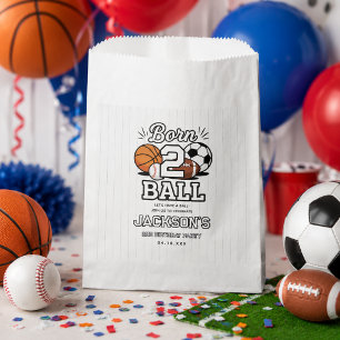 Born 2 Ball Sports Themed Boy 2nd Birthday Party Favor Bag