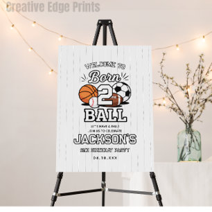 Born 2 Ball Sports Themed Boy 2nd Birthday Party Foam Board