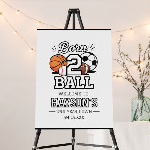 Born 2 Ball Sports Themed Boy 2nd Birthday Party Foam Board