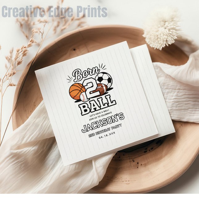 Born 2 Ball Sports Themed Boy 2nd Birthday Party Napkins (Born 2 Ball Sports Themed Boy 2nd Birthday Party napkins)