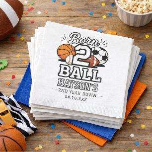 Born 2 Ball Sports Themed Boy 2nd Birthday Party Napkins