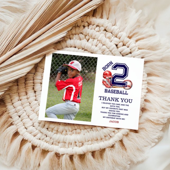 Born 2 Baseball | Sports Theme Boy’s 2nd Birthday  Postcard (Creator Uploaded)