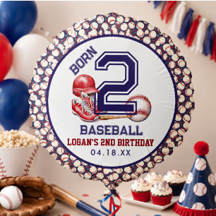 Born 2 Baseball Sports Theme Boy's 2nd Birthday Balloon