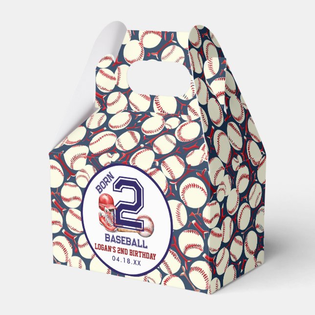 Born 2 Baseball | Sports Theme Boy's 2nd Birthday  Favor Boxes (Front Side)