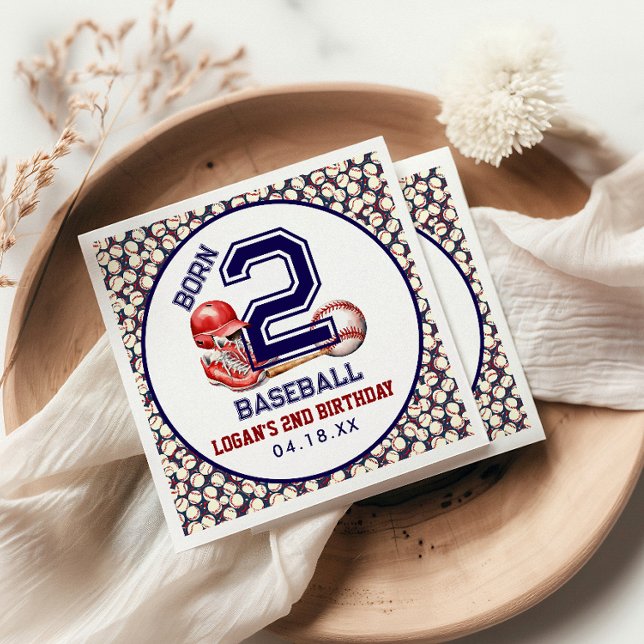 Born 2 Baseball | Sports Theme Boy's 2nd Birthday  Napkins (Creator Uploaded)