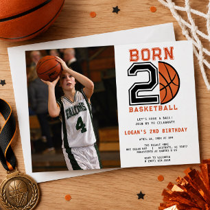 Born 2 Basketball 2nd Birthday  Sport Photo Invitation