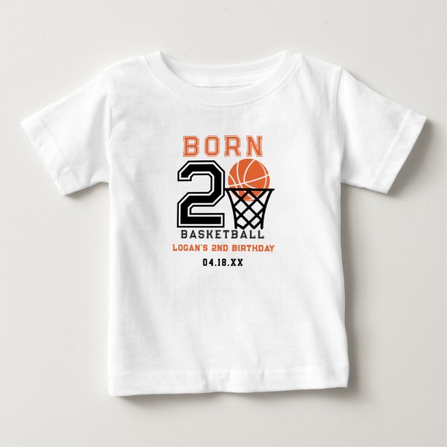 Born 2 Basketball | Sports Boy's 2nd Birthday Baby T-Shirt (Front)