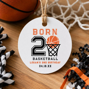 Born 2 Basketball   Sports Boy's 2nd Birthday Favor Tags