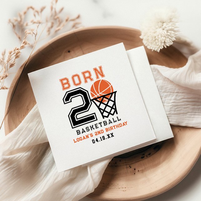 Born 2 Basketball | Sports Boy's 2nd Birthday Napkins (Creator Uploaded)