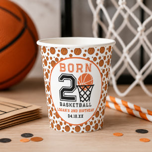 Born 2 Basketball Sports Boy's 2nd Birthday Paper Cups
